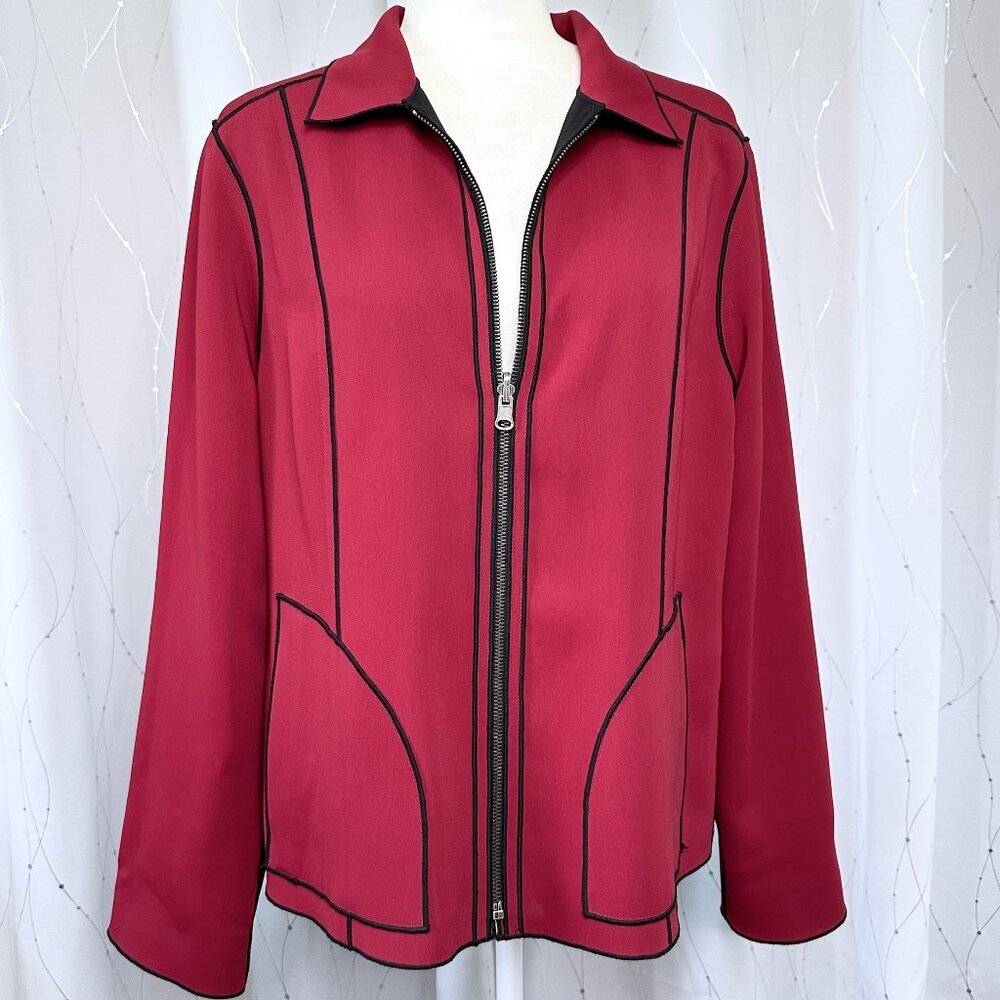 Yansi Fugel Woman's Burnt Red & Black Reversible Coat Jacket   Make Offer!